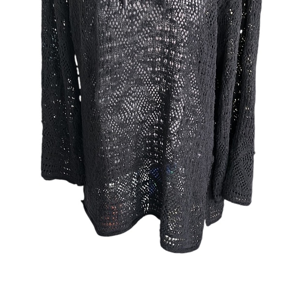 Zara Black Textured Pointelle Knit Double Tie Mini Dress / Tunic Sweater - M - Picture 11 of 16